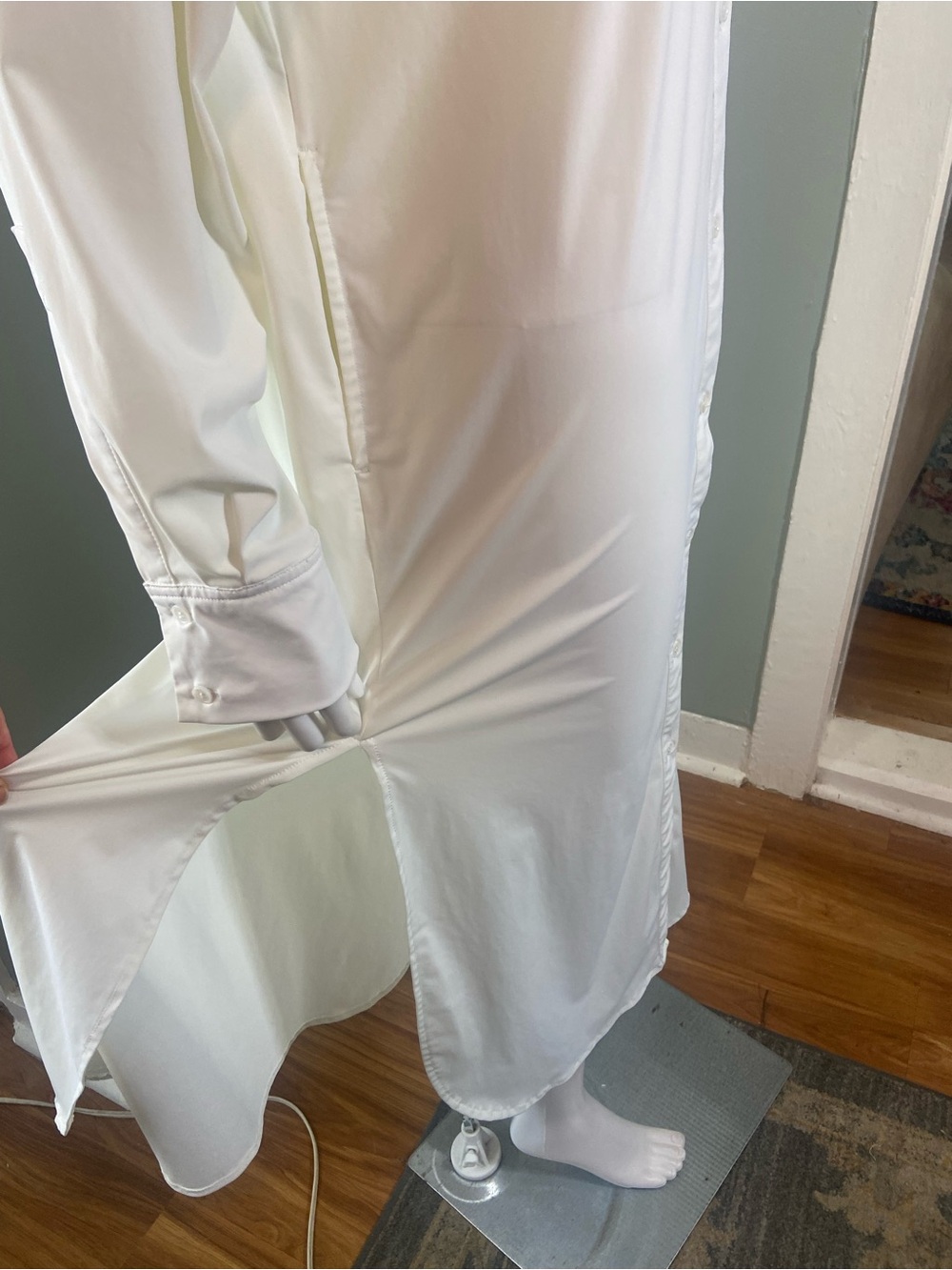 Carbon38 Off White Oversized Tunic Long Button Up Down Shirt Midi Dress XSmall - Picture 8 of 14